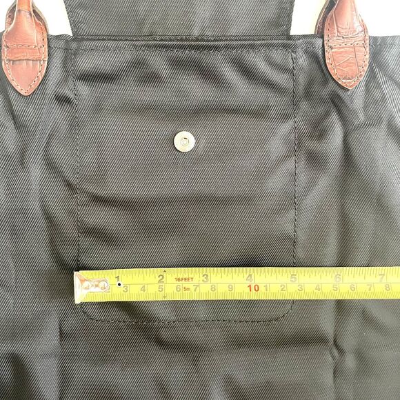 Brighton Silver Heart Brown Leather Handles Black Nylon Long Tote Bag - Picture 15 of 16